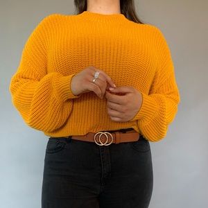 Dark Yellow Chunky Knit Sweater